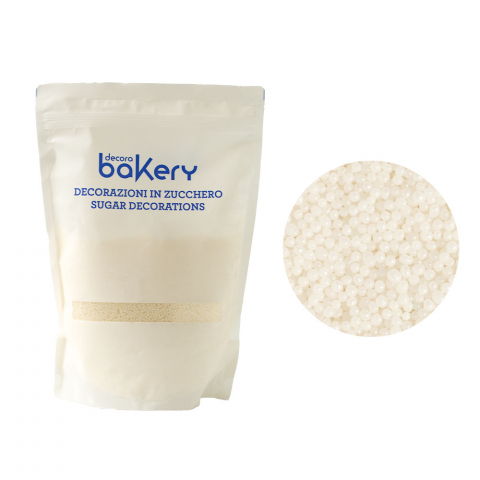 Perle, Bilute si Sprinkles - Perle Zahar Alb Stralucitor D2mm, 1Kg, Decora