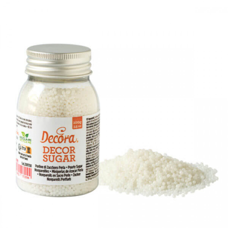 Perle, Bilute si Sprinkles - Perle Zahar Alb Stralucitor D2mm, 100g, Decora