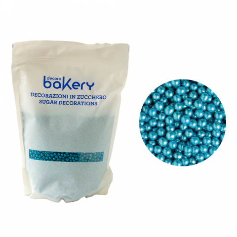 Perle, Bilute si Sprinkles - Perle Zahar Albastru Deschis Metalizat D5mm, 1Kg, Decora