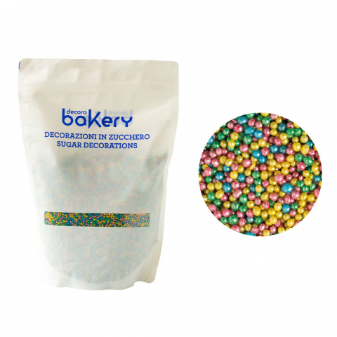 Perle, Bilute si Sprinkles - Perle Zahar ColorMix Metalizat D2mm, 1Kg, Decora