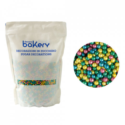 Perle, Bilute si Sprinkles - Perle Zahar ColorMix Metalizat D5mm, 1Kg, Decora