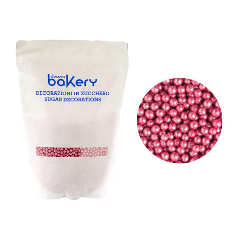 Perle, Bilute si Sprinkles - Perle Zahar Roz Metalizat D5mm, 1Kg, Decora