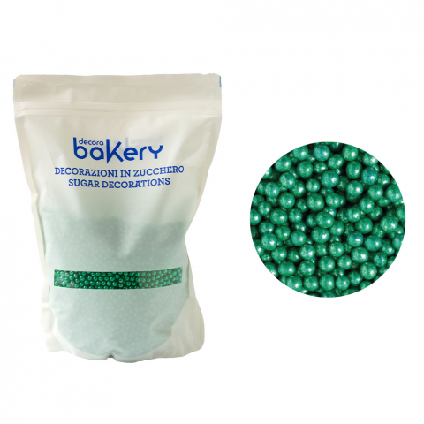 Perle, Bilute si Sprinkles - Perle Zahar Verde Metalizat D5mm, 1Kg, Decora