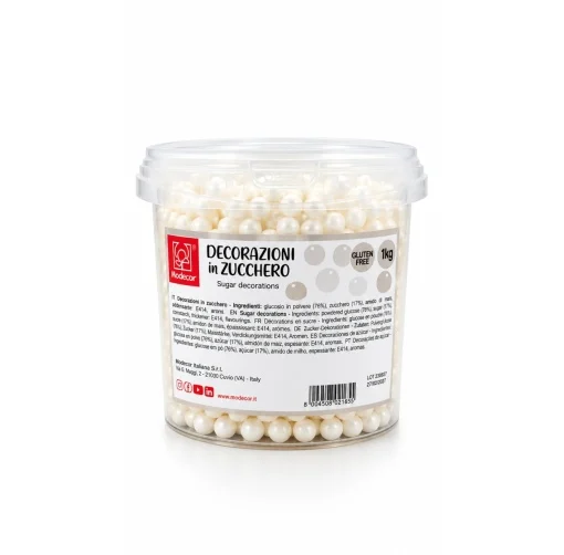 Perle din Zahar - Perle Zahar Alb Perlat D9mm, 1Kg, Modecor