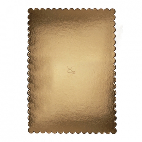 Platouri, Tavite, Discuri - Platouri Dreptunghiulare Ondulate Aurii din Carton - Set 10 Buc