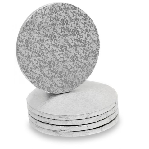 Ambalaje, Suporturi, Cutii - Platou Tort Rotund Argintiu, D50 x H1.2cm, 10Buc, Modecor