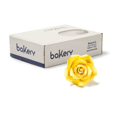 Flori din Pasta de Zahar - Trandafiri din Pasta de Zahar Galben D5cm, Set 24 Buc, Decora