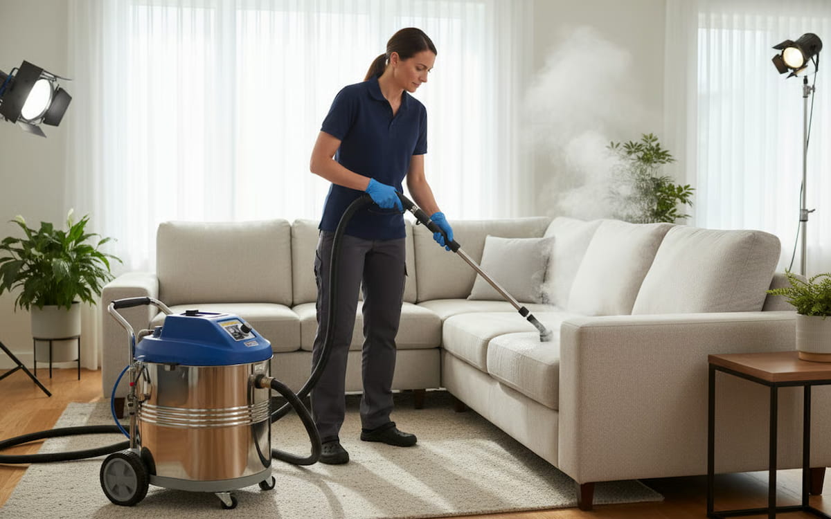 canapea, coltar, masuta colt, plante, ghiveci, fereastra, perdea, aspirator, abur, curatare