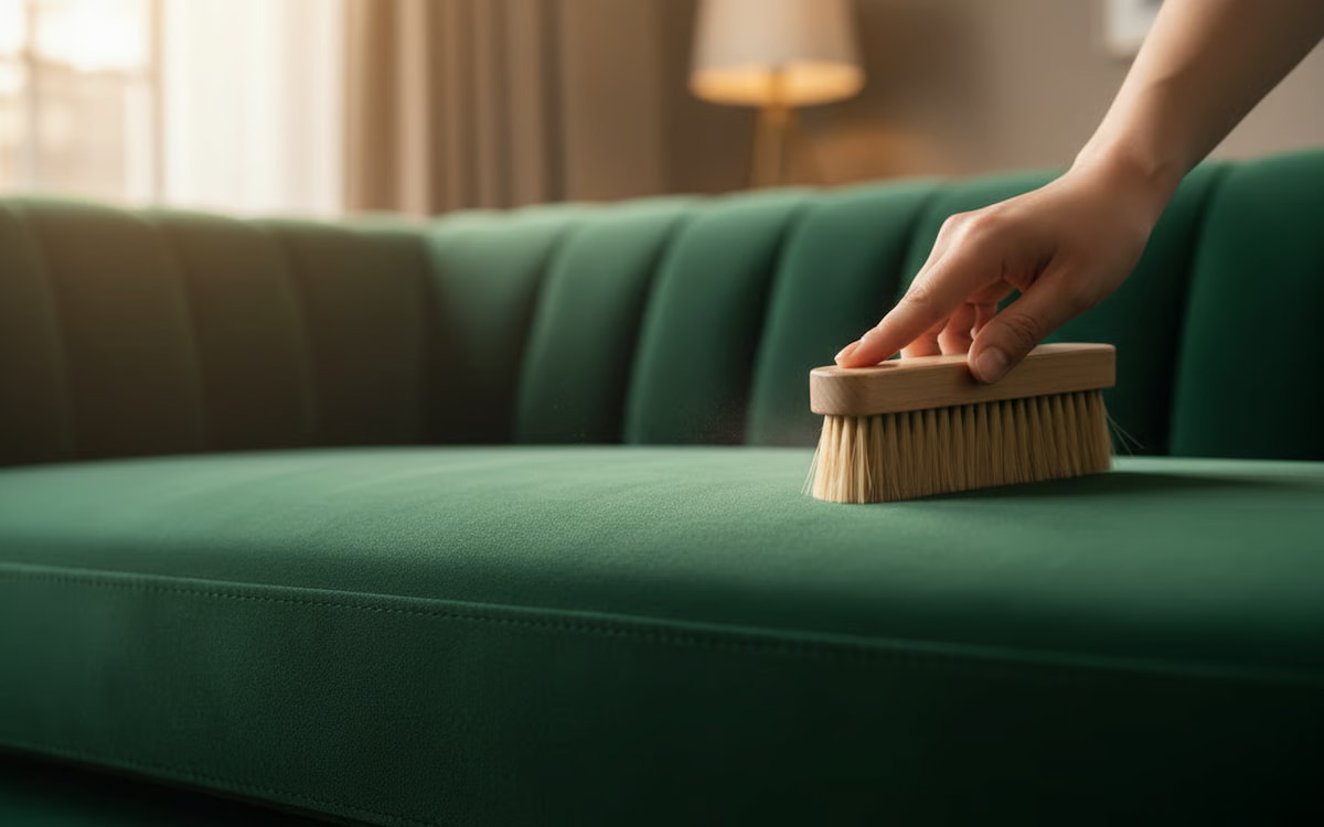 canapea, perie, lampadar, perdea