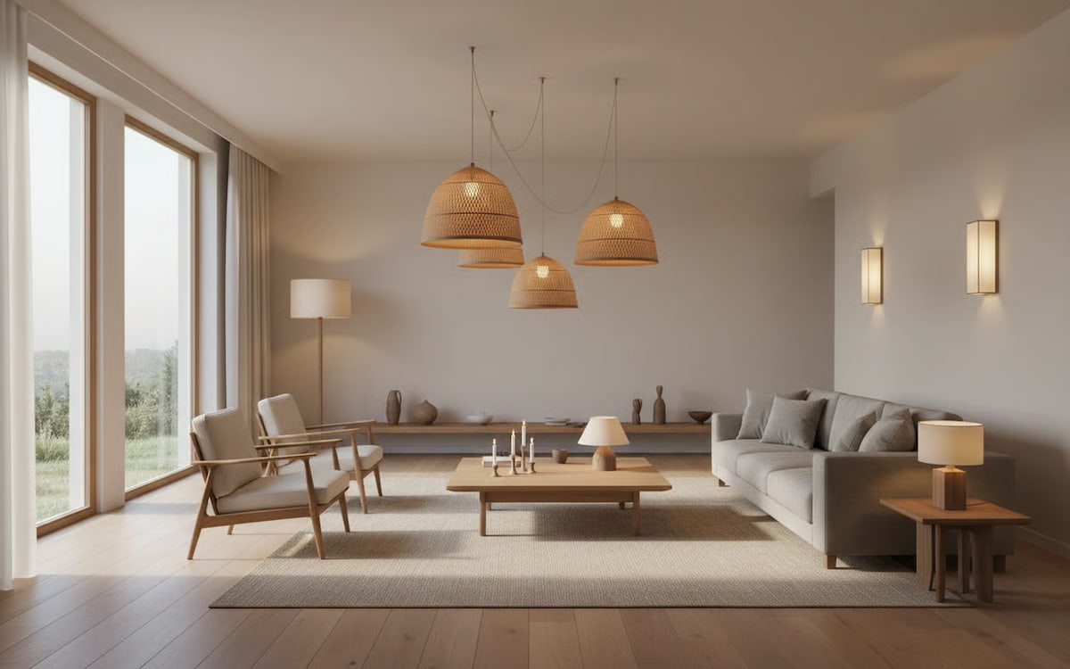 canapea, fotolii, covor, masuta cafea, fereastra, perdea, draperie, corpuri de iluminat, lampa, lampadar, obiecte deco