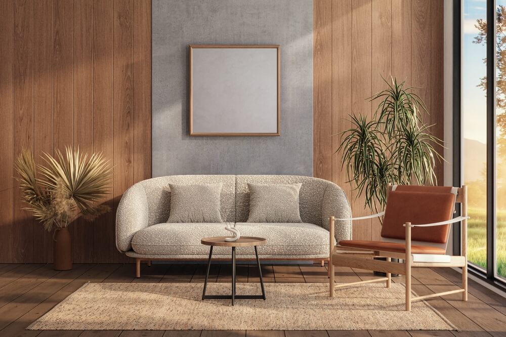living, canapea, covor, tablou, planta, demifotoliu, masuta cafea, lemn