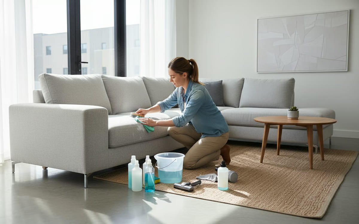 canapea, coltar, masuta cafea, covor, tablou, fereastra, perdea, solutii de curatare