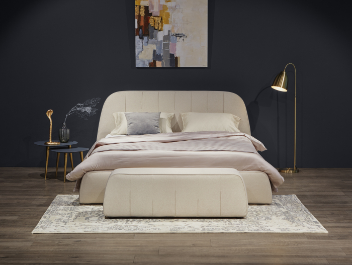 Bancheta dormitor Hanni 129cm, tapitata, personalizabila, picioare plastic 2cm, stil contemporan [3]