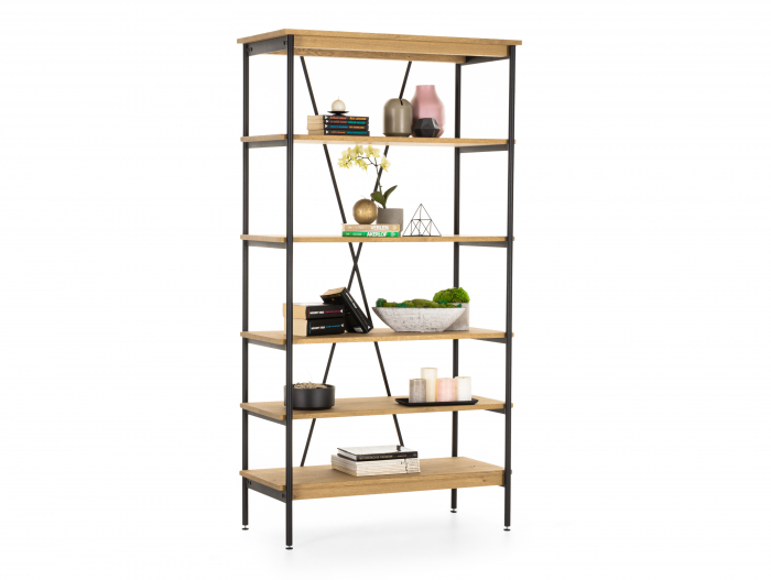 Biblioteca Atlas 100cm, modulara, lemn masiv de stejar si otel, multiple finisaje disponibile, stil minimalist [2]