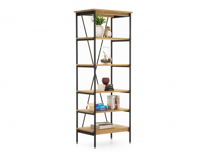 Biblioteca Atlas 70cm, modulara, lemn masiv de stejar si otel, multiple finisaje disponibile, stil minimalist [6]