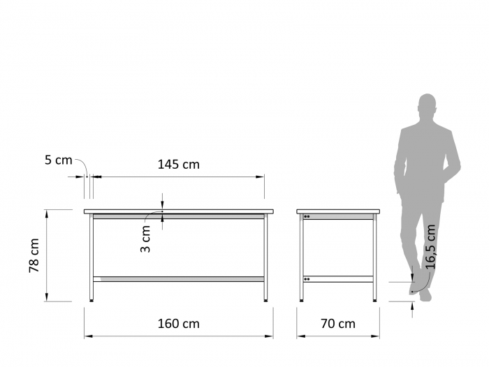 Birou Atlas 160cm, modular, lemn masiv si otel, multiple finisaje disponibile, stil minimalist [3]