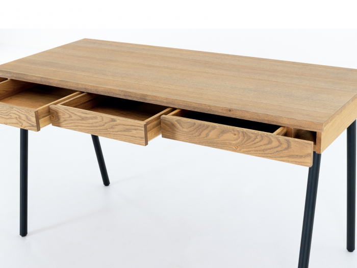 Birou 3 sertare Soho 140cm, lemn de stejar si otel, multiple finisaje disponibile, stil contemporan [11]