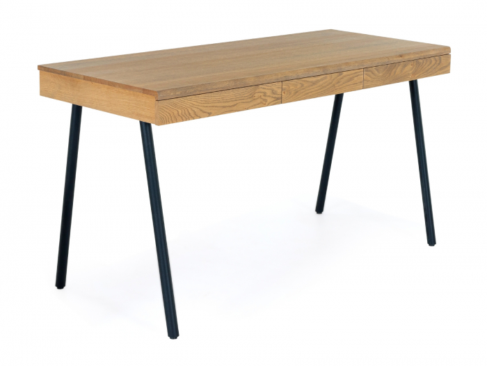 Birou 3 sertare Soho 140cm, lemn de stejar si otel, multiple finisaje disponibile, stil contemporan [9]