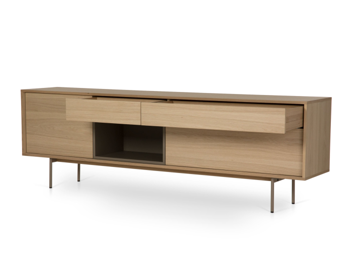 Bufet 2 usi 2 sertare Treviso 240cm, lemn de stejar, picioare metalice, feronerie cu amortizare, multiple finisaje disponibile, stil contemporan [6]