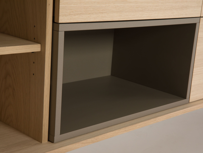 Bufet 2 usi 2 sertare Treviso 240cm, lemn de stejar, picioare metalice, feronerie cu amortizare, multiple finisaje disponibile, stil contemporan [19]