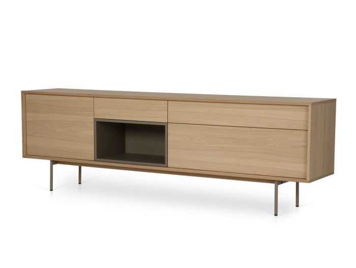 Bufet 2 usi 2 sertare Treviso 240cm, lemn de stejar, picioare metalice, feronerie cu amortizare, multiple finisaje disponibile, stil contemporan [5]