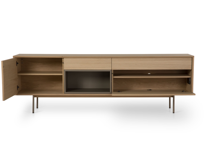 Bufet 2 usi 2 sertare Treviso 240cm, lemn de stejar, picioare metalice, feronerie cu amortizare, multiple finisaje disponibile, stil contemporan [3]