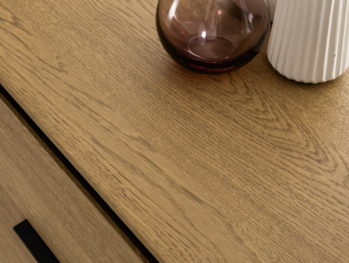 Bufet 2 usi 3 sertare Linea 179cm, lemn de stejar, picioare metalice, feronerie cu amortizare, multiple finisaje disponibile, stil contemporan [4]