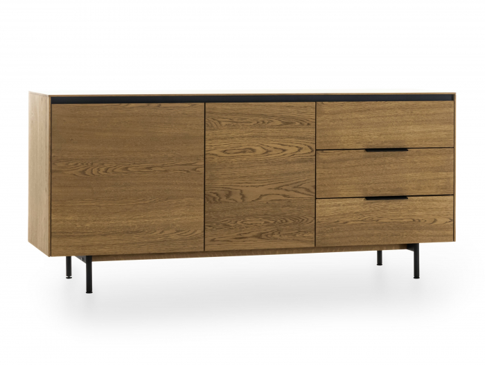 Bufet 2 usi 3 sertare Linea 179cm, lemn de stejar, picioare metalice, feronerie cu amortizare, multiple finisaje disponibile, stil contemporan [10]