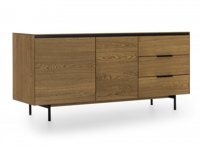 Bufet 2 usi 3 sertare Linea 179cm, lemn de stejar, picioare metalice, feronerie cu amortizare, multiple finisaje disponibile, stil contemporan [13]