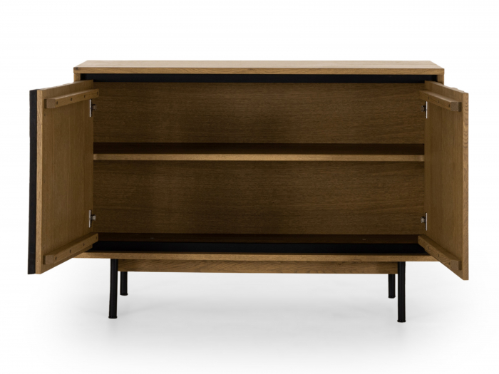 Bufet 2 usi Raya 116cm, lemn de stejar, picioare metalice, feronerie cu amortizare, multiple finisaje disponibile, stil contemporan [2]