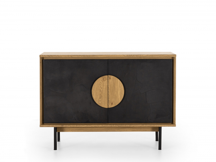 Bufet 2 usi Veneto 116cm, lemn de stejar si microciment, picioare metalice, feronerie cu amortizare, multiple finisaje disponibile, stil contemporan [6]