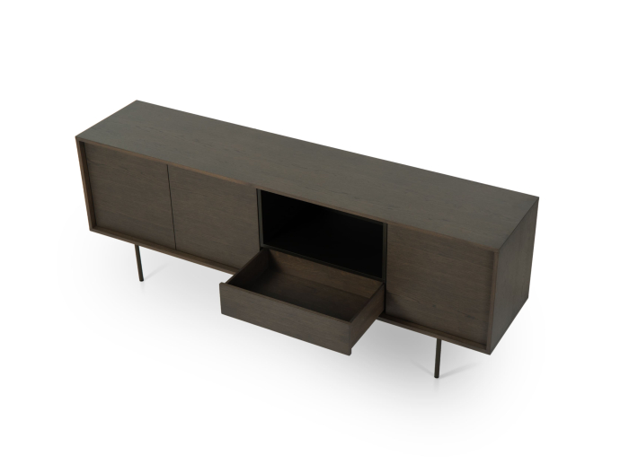 Bufet 3 usi 1 sertar Treviso 213cm, lemn de stejar, picioare metalice, feronerie cu amortizare, multiple finisaje disponibile, stil contemporan [10]