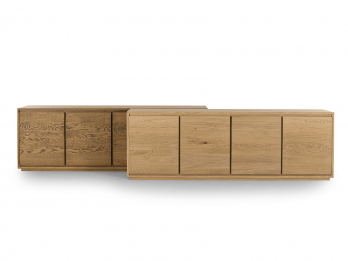 Bufet 4 usi Kiss 203cm, lemn de stejar, soclu 3cm, feronerie cu amortizare, multiple finisaje disponibile, stil minimalist [15]