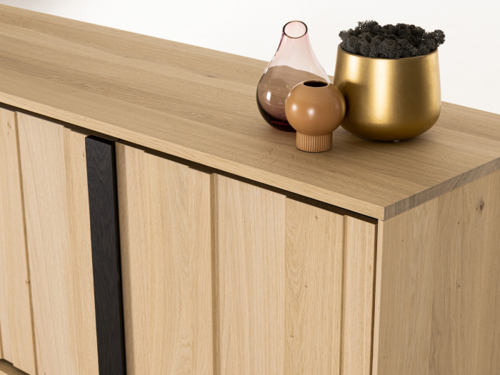 Bufet 4 usi Raya 227cm, lemn de stejar, picioare metalice, feronerie cu amortizare, multiple finisaje disponibile, stil contemporan [13]
