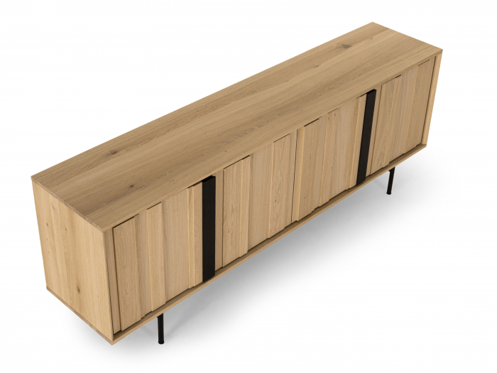 Bufet 4 usi Raya 227cm, lemn de stejar, picioare metalice, feronerie cu amortizare, multiple finisaje disponibile, stil contemporan [10]