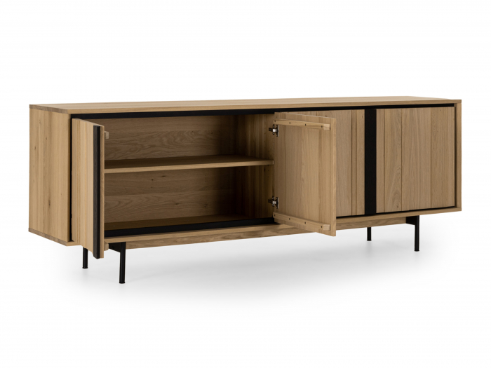 Bufet 4 usi Raya 227cm, lemn de stejar, picioare metalice, feronerie cu amortizare, multiple finisaje disponibile, stil contemporan [9]