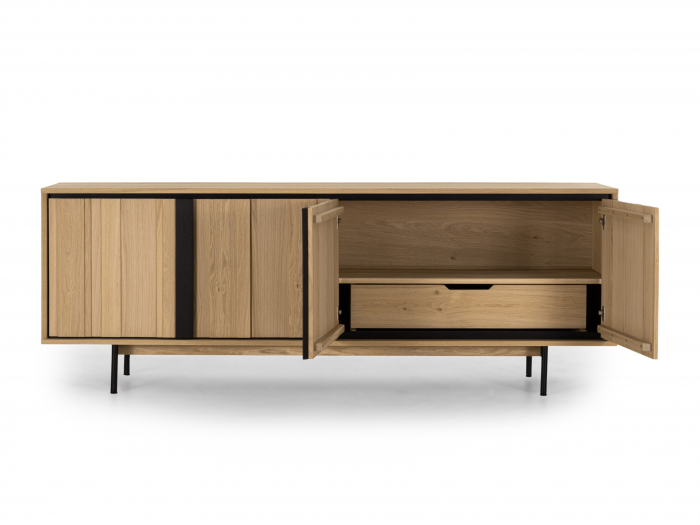 Bufet 4 usi Raya 227cm, lemn de stejar, picioare metalice, feronerie cu amortizare, multiple finisaje disponibile, stil contemporan [15]