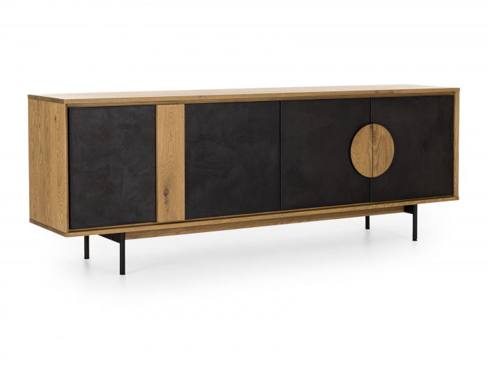 Bufet 4 usi Veneto 227cm, lemn de stejar si microciment, picioare metalice, feronerie cu amortizare, multiple finisaje disponibile, stil contemporan [4]