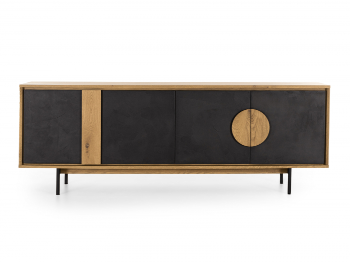 Bufet 4 usi Veneto 227cm, lemn de stejar si microciment, picioare metalice, feronerie cu amortizare, multiple finisaje disponibile, stil contemporan [10]