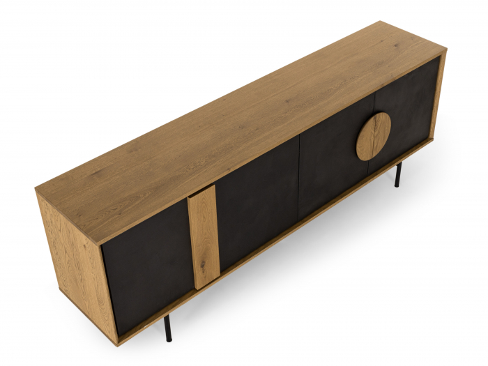 Bufet 4 usi Veneto 227cm, lemn de stejar si microciment, picioare metalice, feronerie cu amortizare, multiple finisaje disponibile, stil contemporan [15]