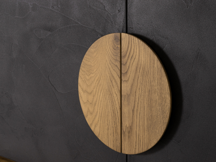 Bufet 4 usi Veneto 227cm, lemn de stejar si microciment, picioare metalice, feronerie cu amortizare, multiple finisaje disponibile, stil contemporan [9]