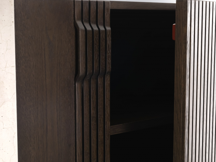 Bufet 2 usi 3 sertare 1 nisa Galla C 228cm, personalizabil, lemn de stejar, culori contrastante, ceramica, riflaj, picioare metalice, feronerie cu amortizare, stil contemporan [15]
