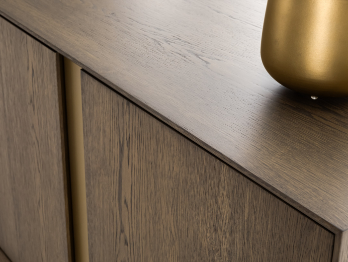 Bufet 4 usi Rimini 227cm, lemn de stejar, picioare metalice, feronerie cu amortizare, multiple finisaje disponibile, stil contemporan [10]
