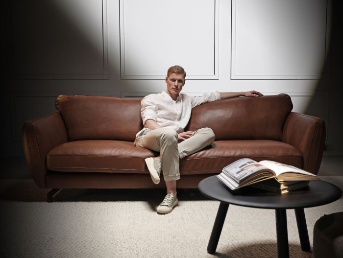 Canapea Brera Modulara Personalizabila 158-233cm Cadru Lemn Masiv Stil Scandinav Tapiterie Stofa sau Piele [8]
