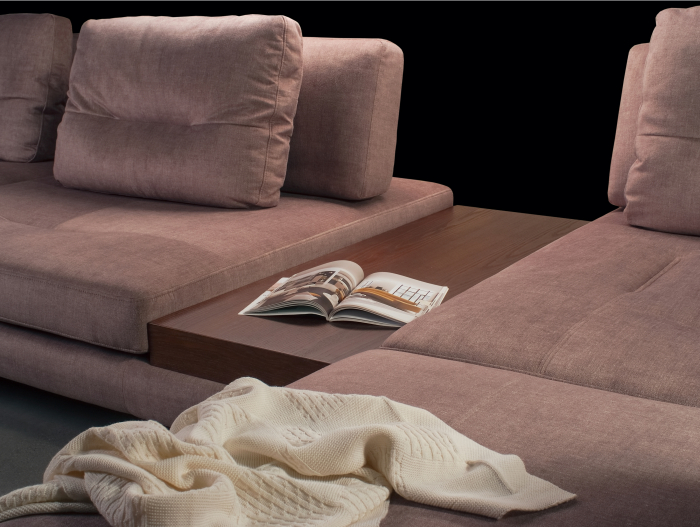 Canapea cu Masuta Ermes Modulara Personalizabila 339cm Stil Contemporan Cadru Lemn Masiv Tapiterie Stofa sau Piele [12]