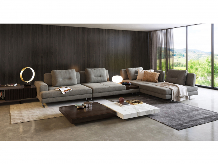 Canapea cu Masuta Ermes Modulara Personalizabila 339cm Stil Contemporan Cadru Lemn Masiv Tapiterie Stofa sau Piele [8]