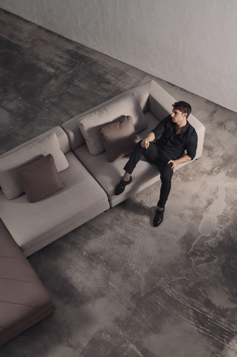 Coltar cu Sezlong Coin Modular Personalizabil 420x188cm Stil Contemporan Cadru Lemn Masiv Tapiterie Stofa sau Piele [10]