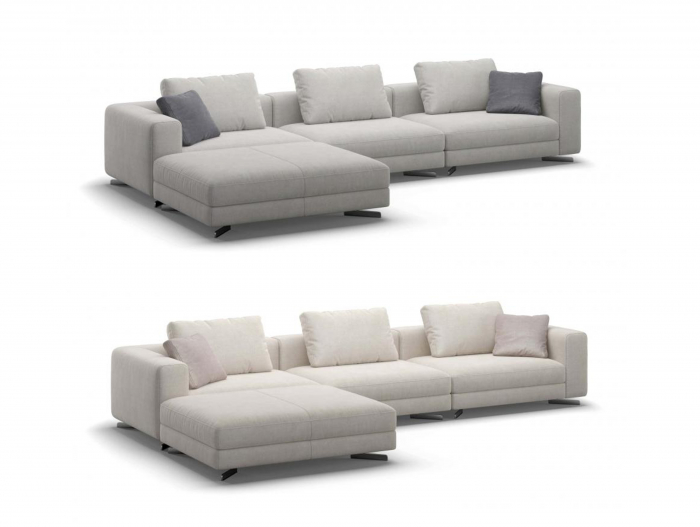 Coltar cu Sezlong Coin Modular Personalizabil 412x225cm Stil Contemporan Cadru Lemn Masiv Tapiterie Stofa sau Piele [7]