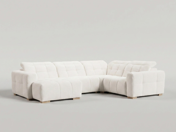 Coltar cu recliner Beach, modular, personalizabil, cadru lemn masiv, stil Japandi, tapiterie stofa sau piele [3]