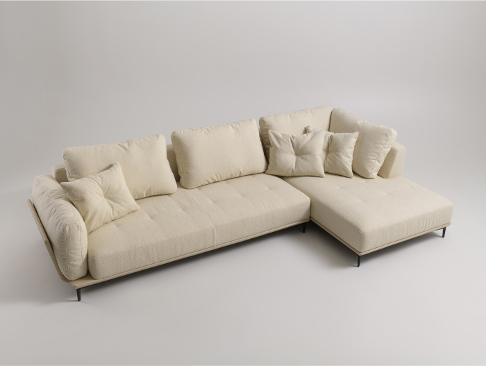 Coltar cu Sezlong Naive Modular Personalizabil 336cm Stil Contemporan Cadru Lemn Masiv Tapiterie Stofa sau Piele [5]